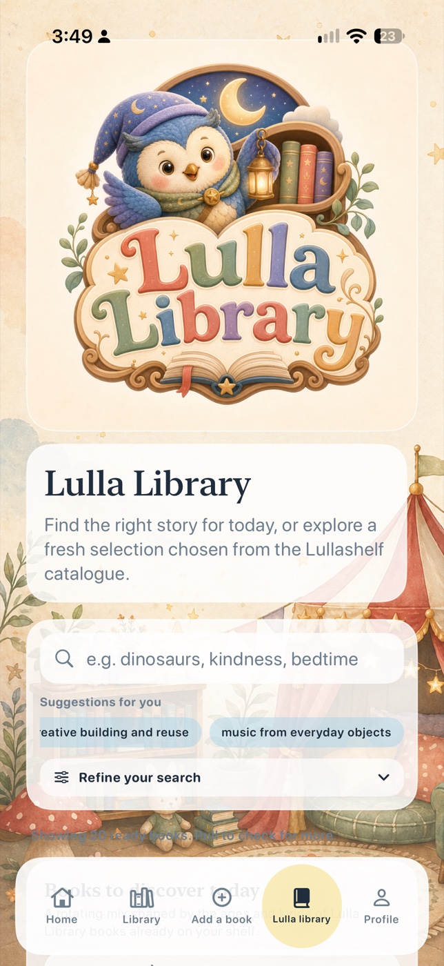 Lullashelf Lulla Library screen
